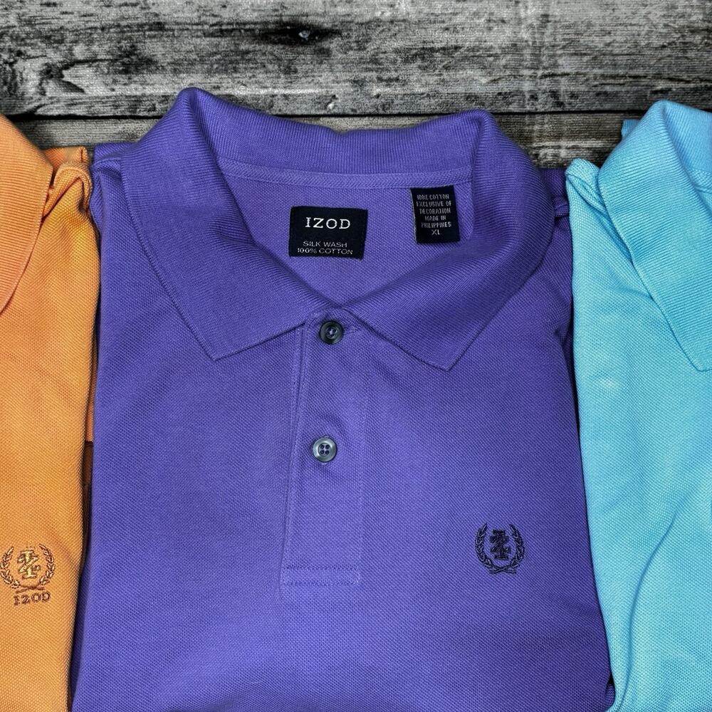 IZOD Silk Wash Polo Short Sleeve Shirts Lot of 3 Mens Size XL - Picture 2 of 5